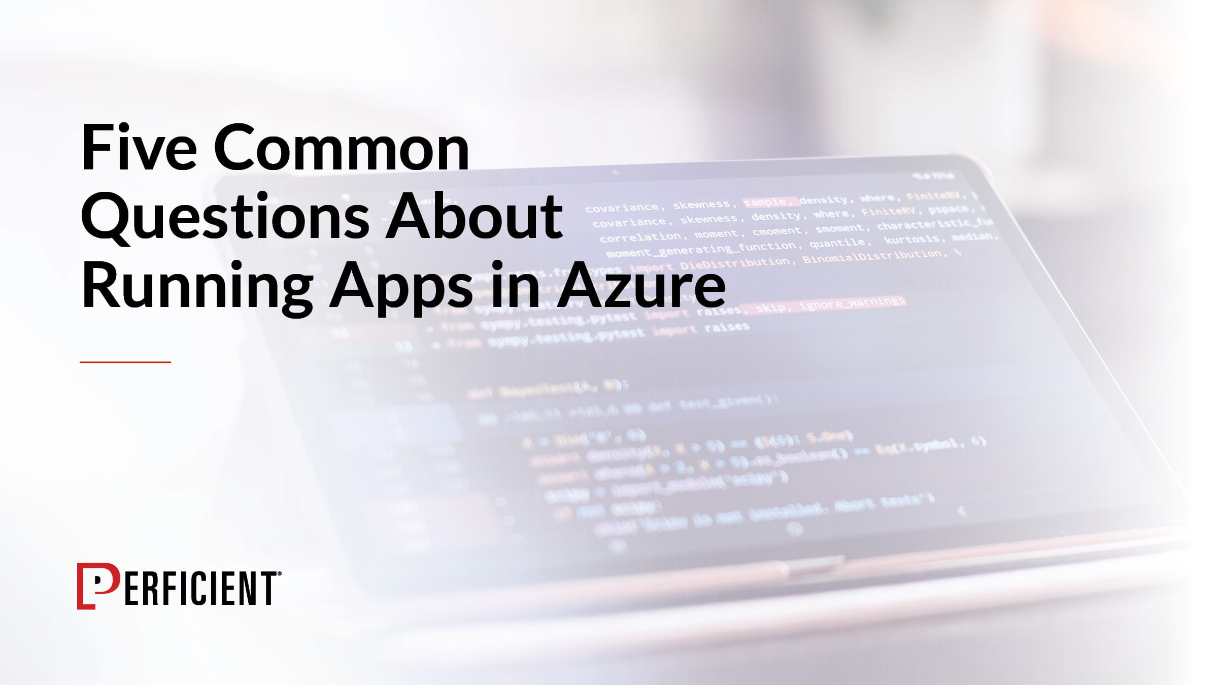 Five Common Questions About Running Apps in Azure. Guide cover with gradient computer background.