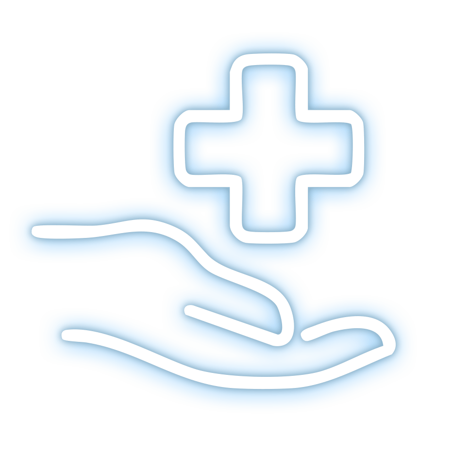 Icon of a hand holding a health cross.
