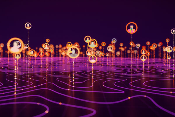 People Symbols in a bubble tech art