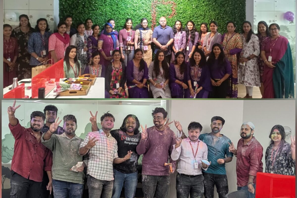 Perficient India colleagues celebrating Women's Day and Holi
