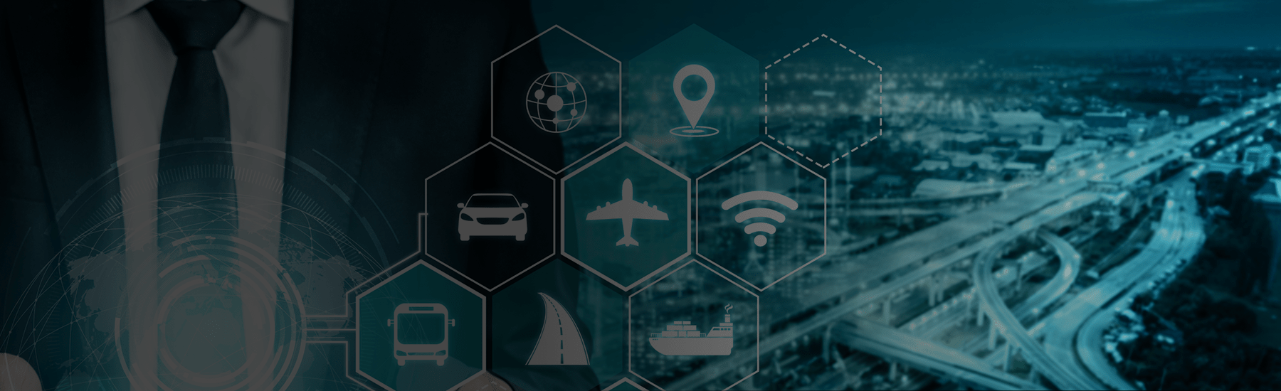 A man holding a tablet with auto icons outside the screen. 