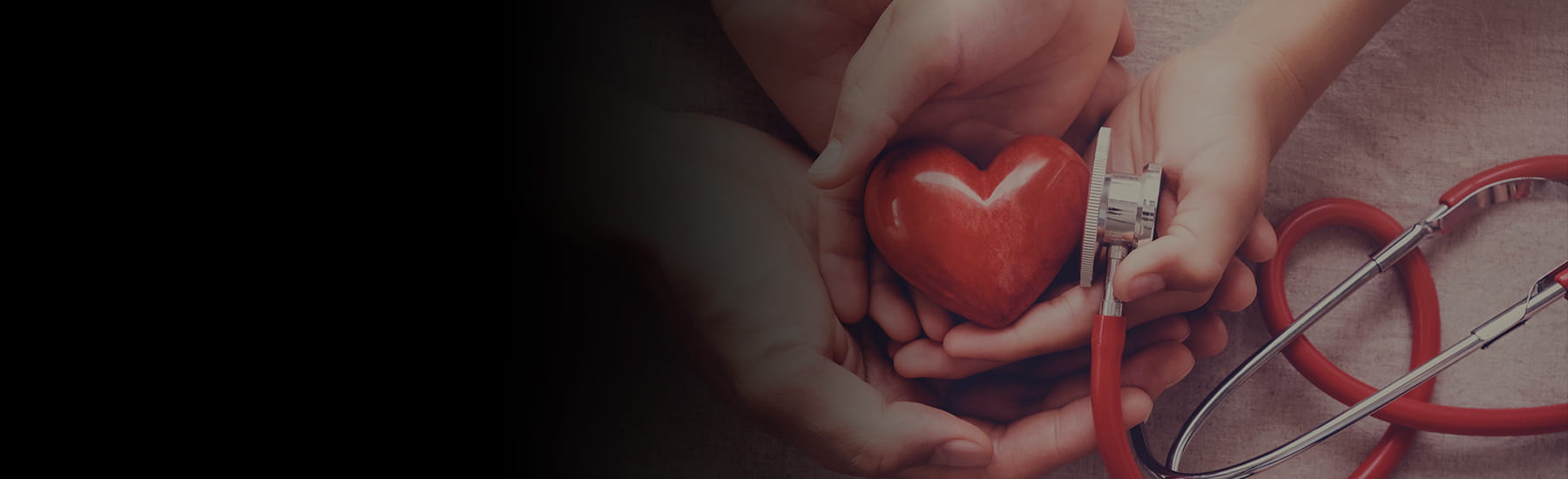 People holding a heart and stethoscope