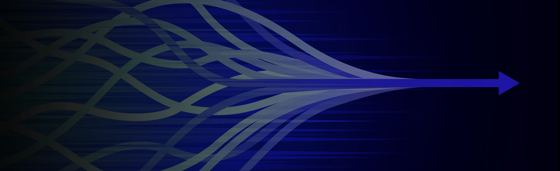Lots of lines converging into one arrow moving forward, desktop hero.