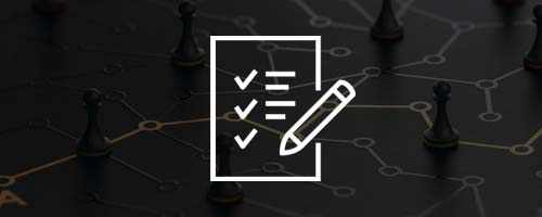 Long white icon, checklist on faded abstract background. 