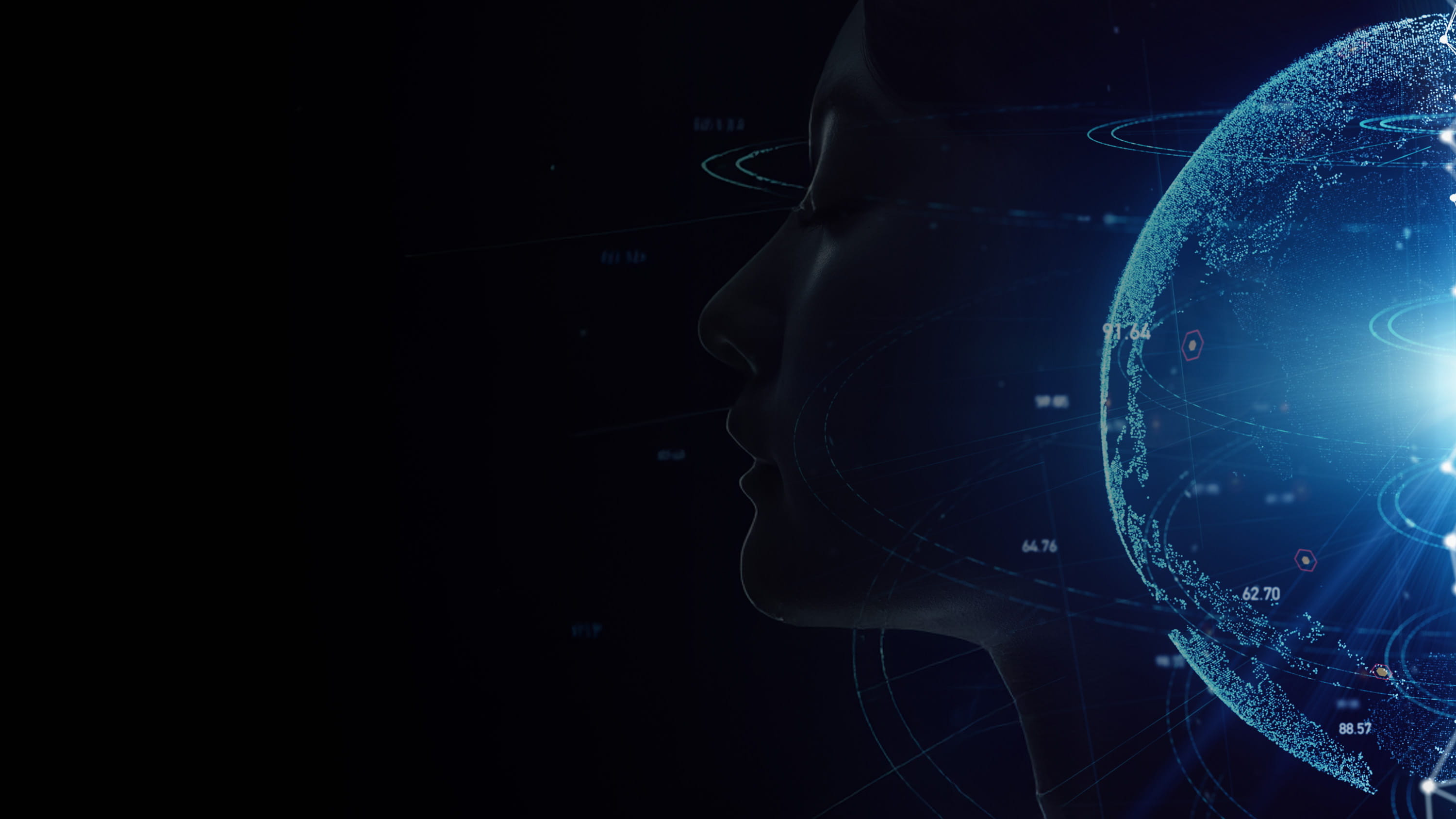 Blue globe like structure on black background