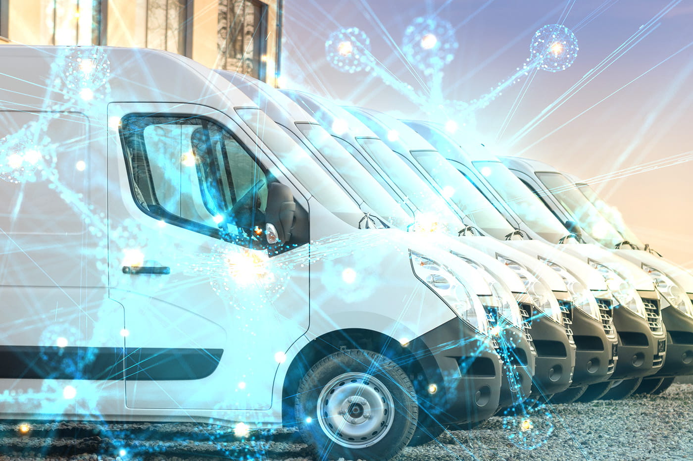 Blue wave made of data dots.