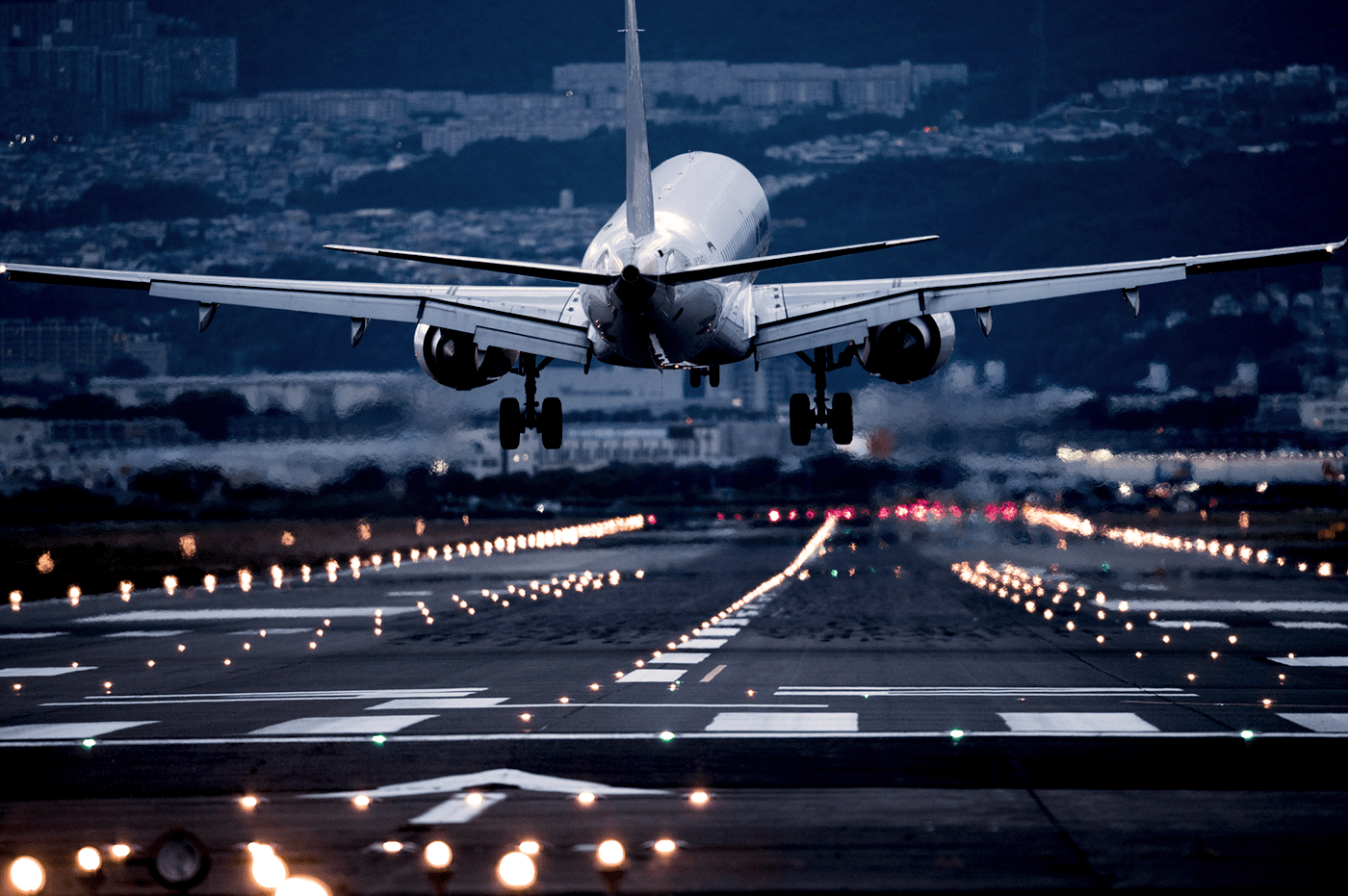 Plane landing in an airport 
