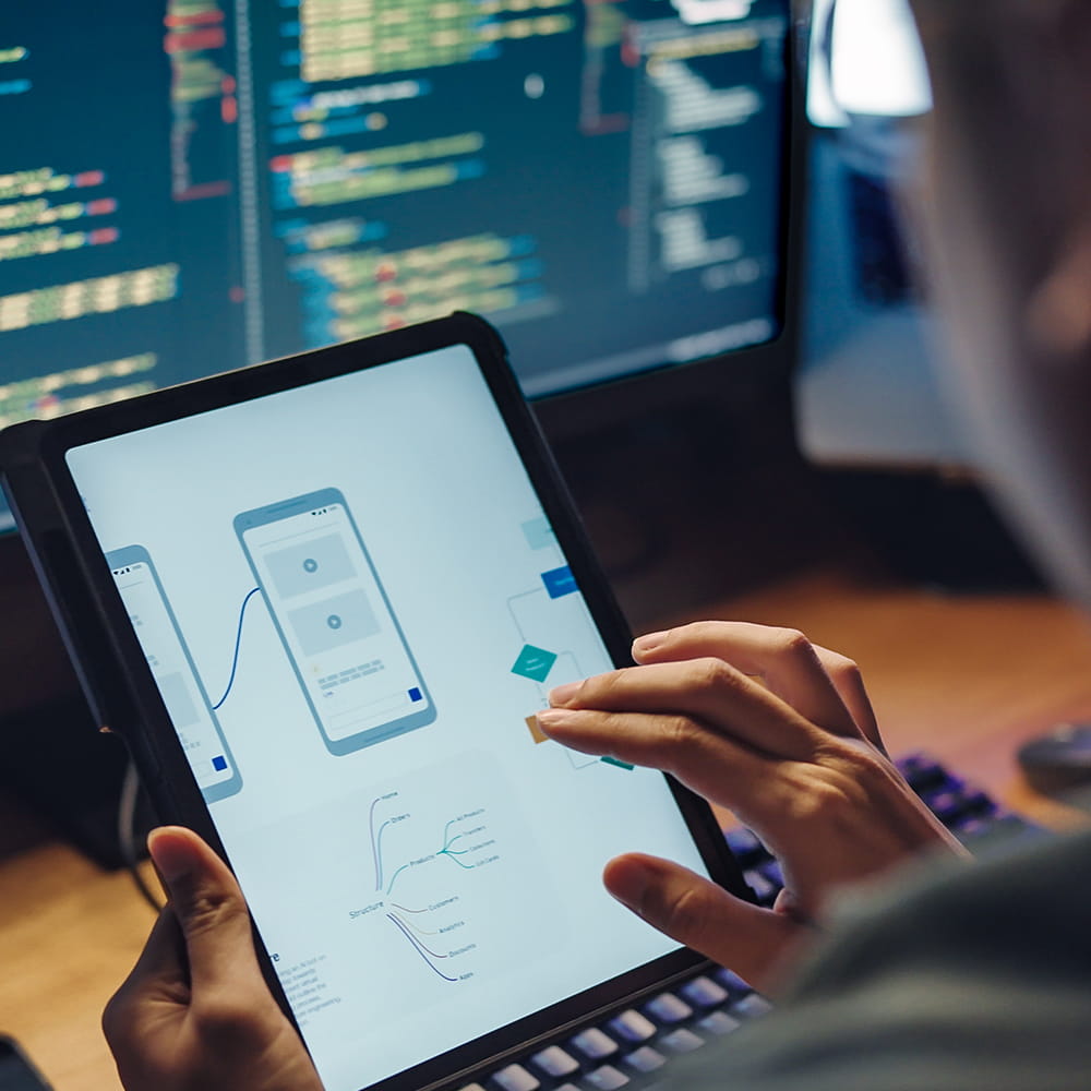 Person working on a tablet