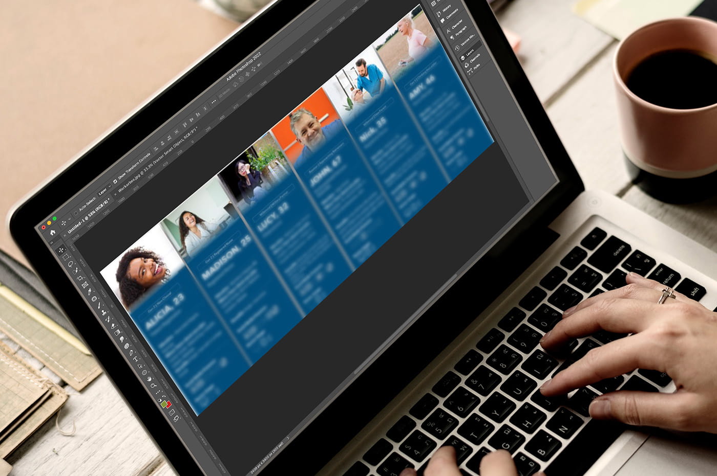 Laptop screen showing doctor profiles.