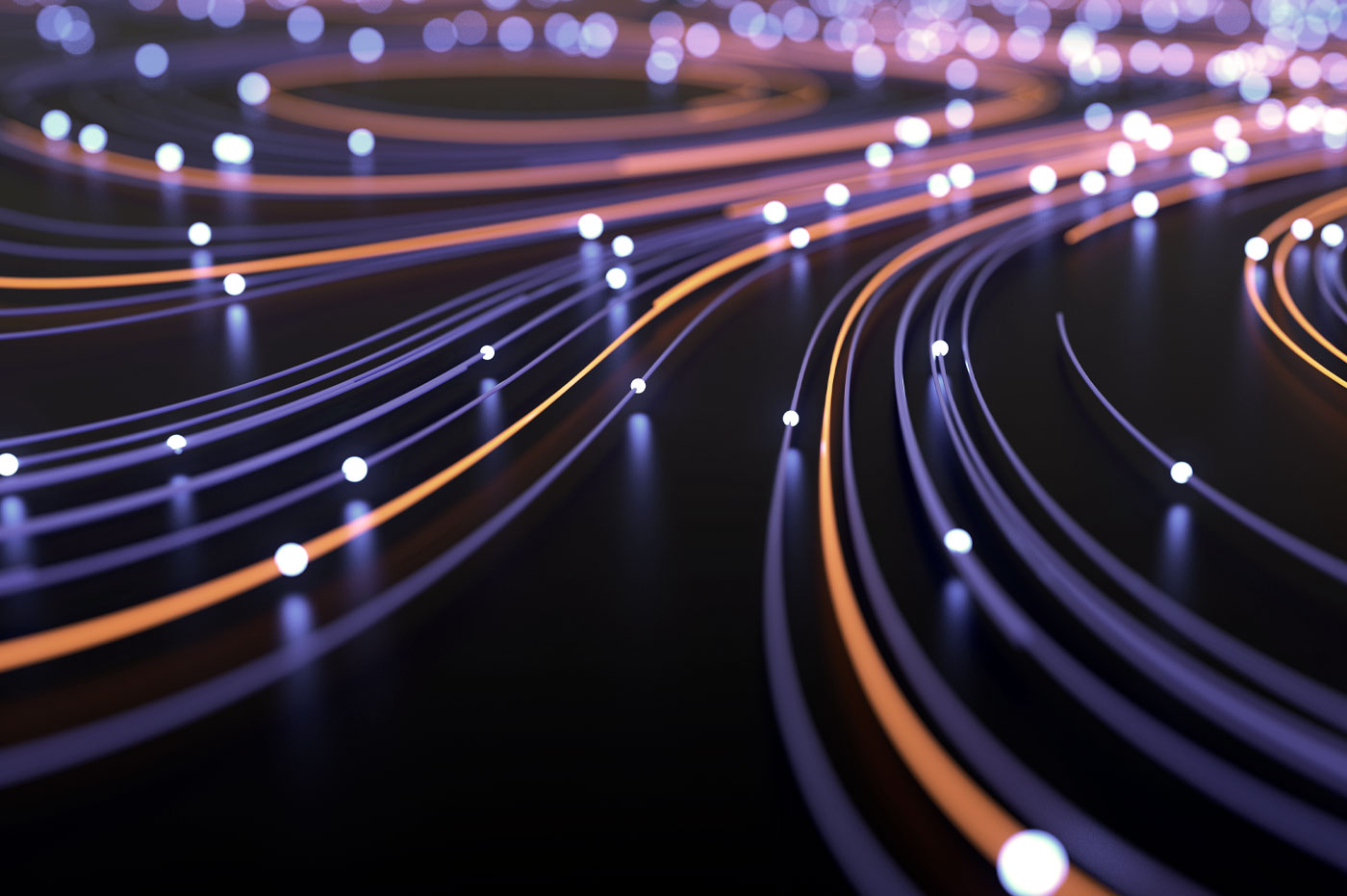 Abstract image of glowing dots and lines.