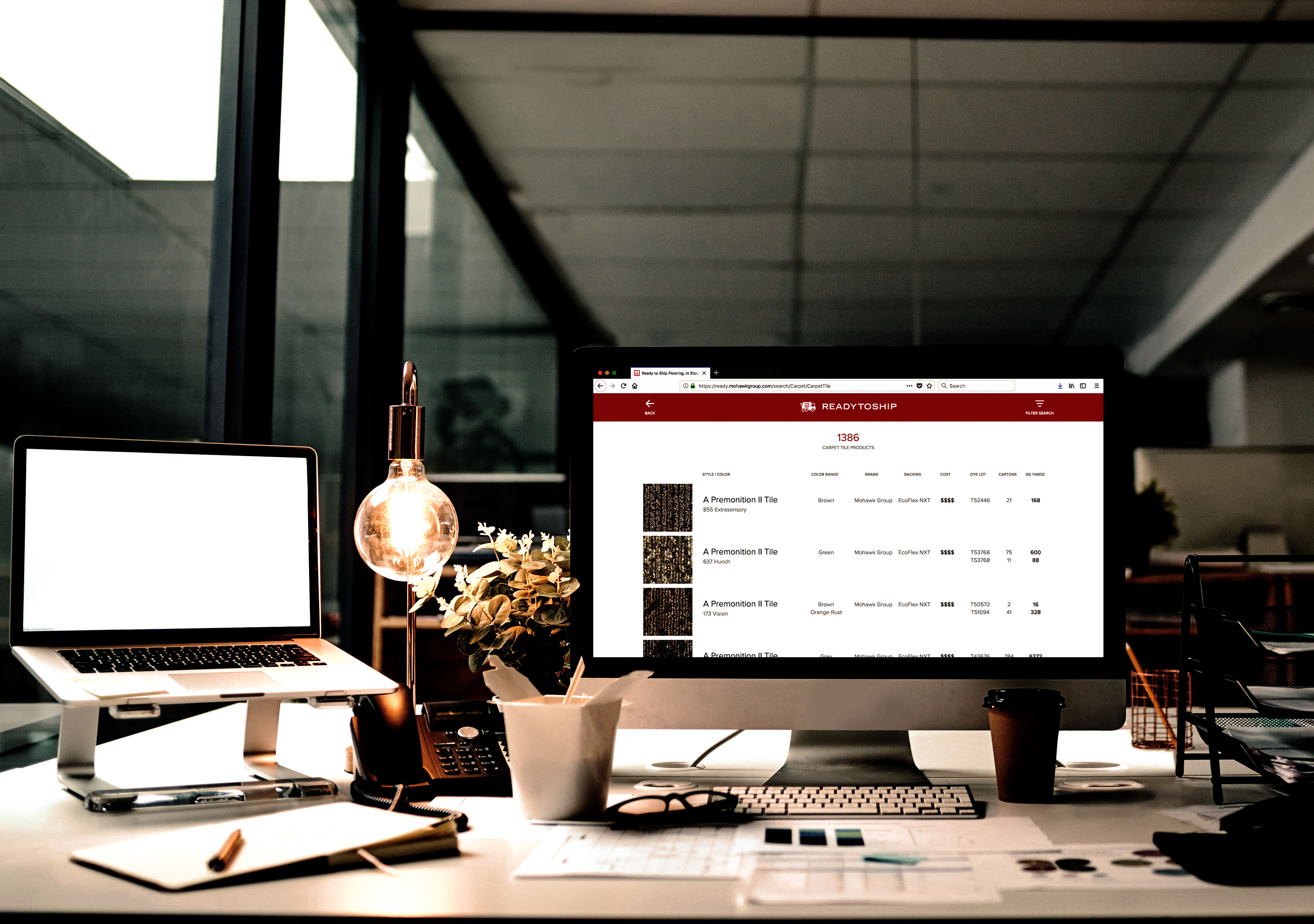 A Mohawk website page on a desktop computer.