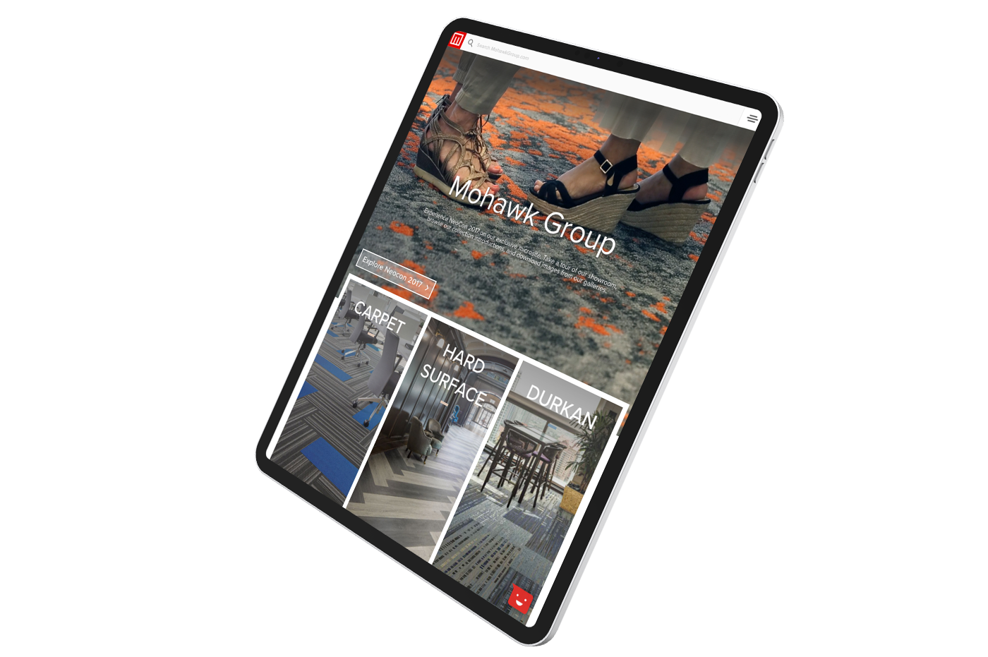 A Mohawk Group website page on a tablet.