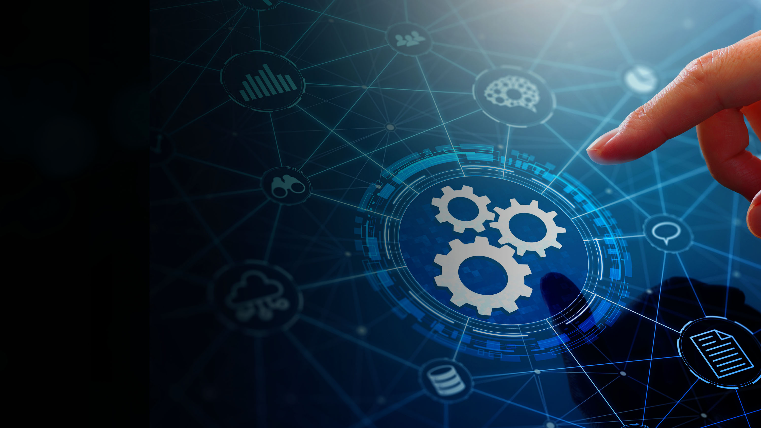 Gears with icons connected to it background