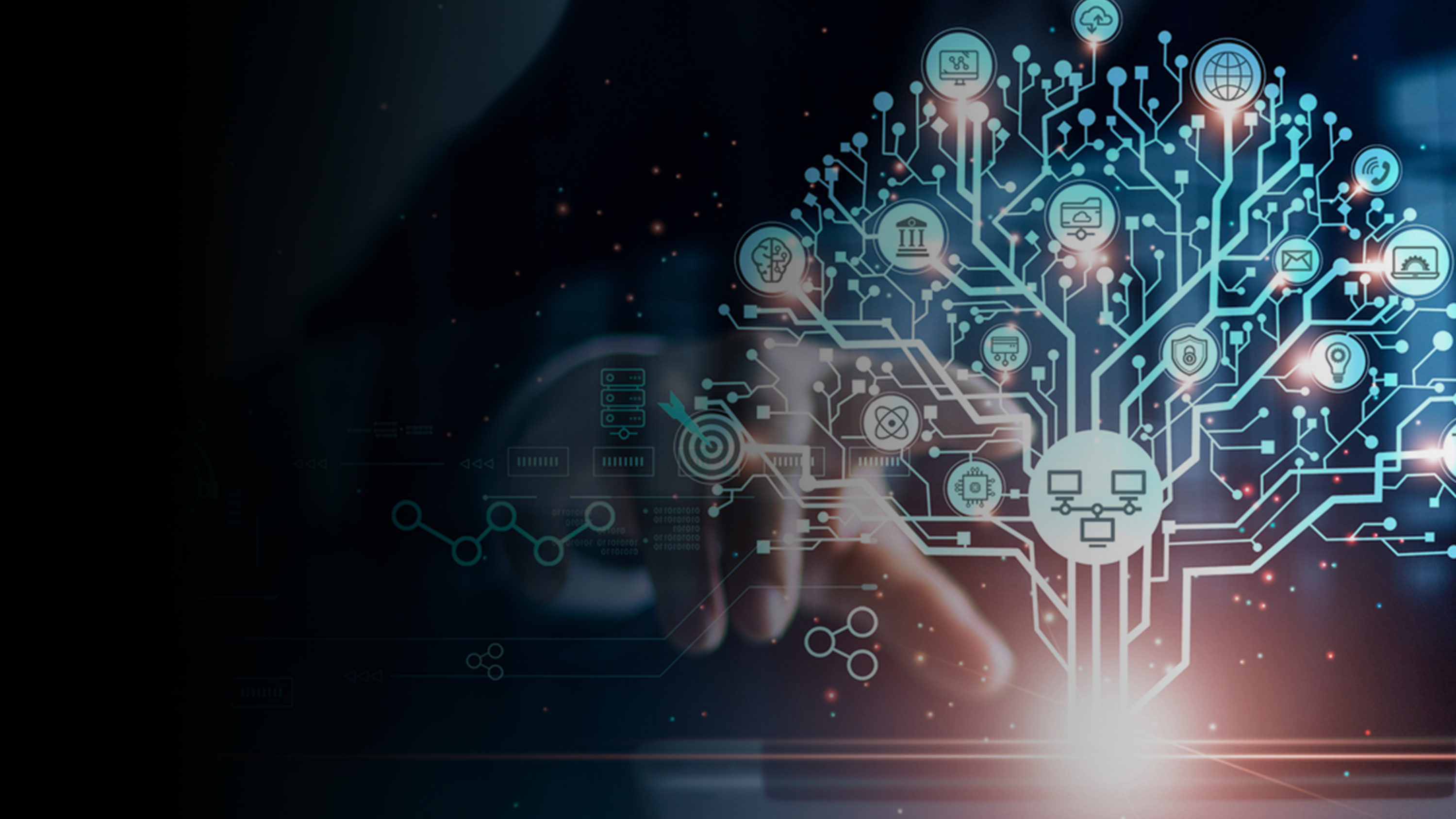 Tech grid in the shape of a content tree