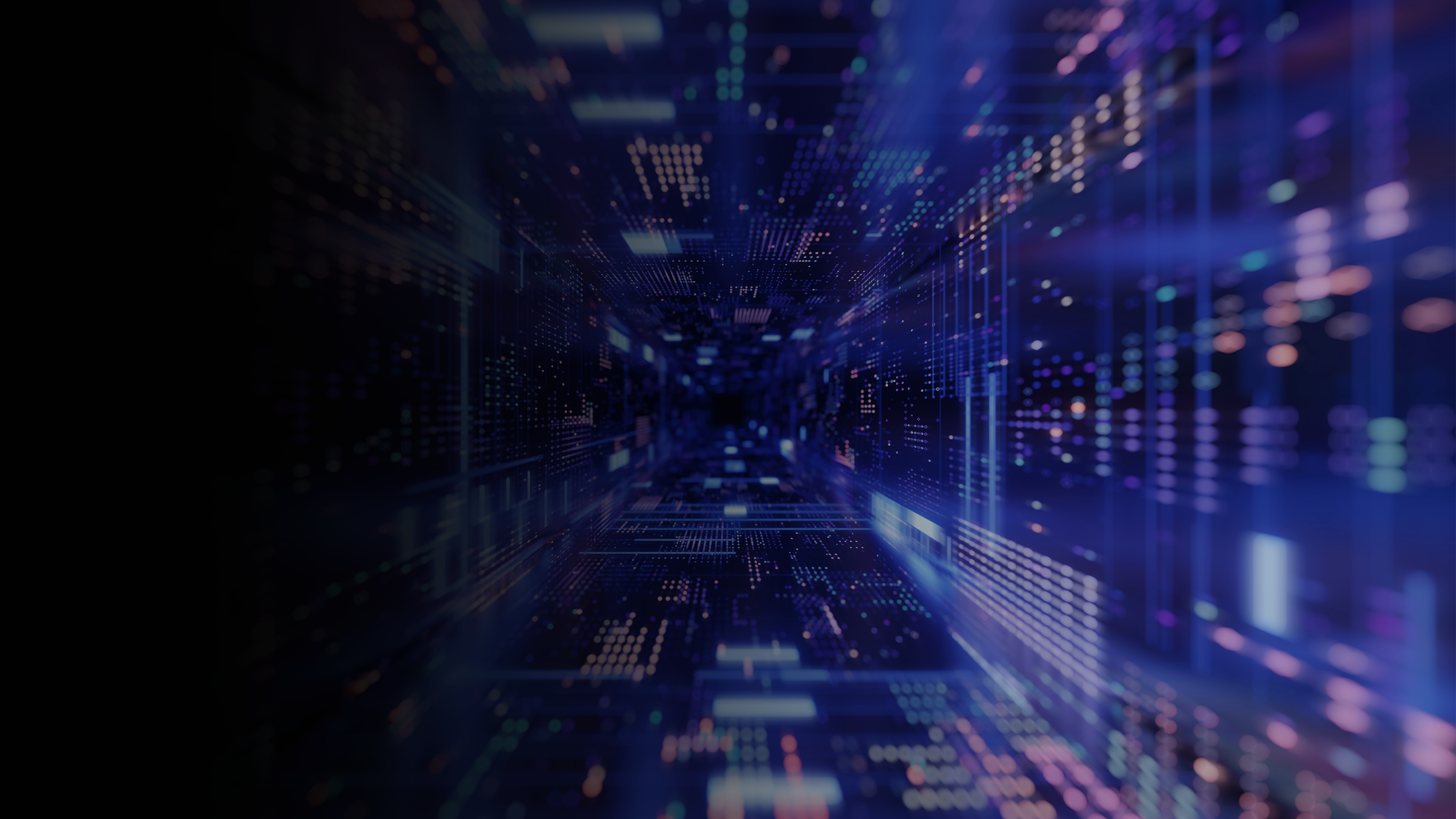 Abstract image resembling glowing computer servers.