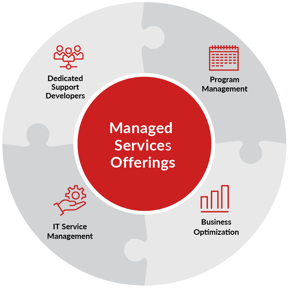 Infographic showing Perficient's Managed Service Offerings.