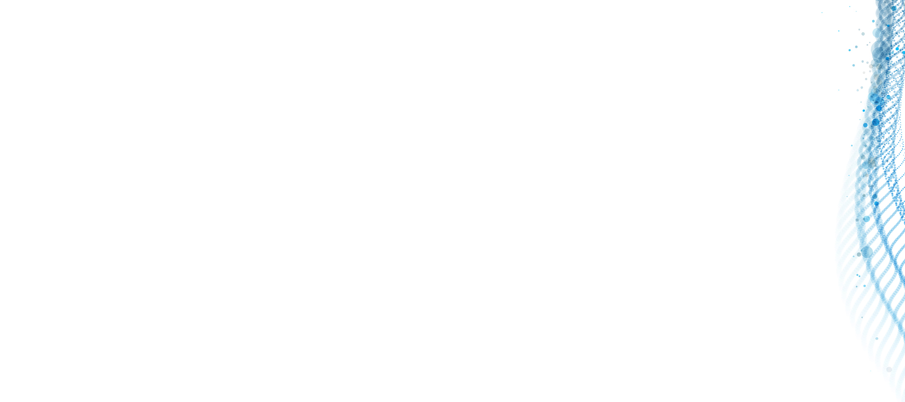 Blue helix and data dots on right side.