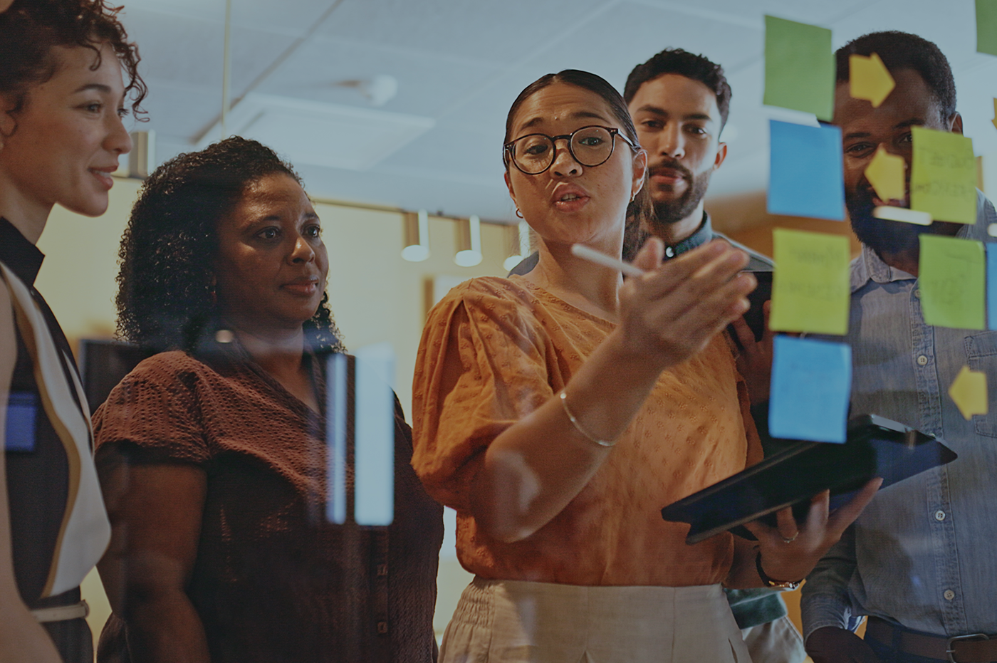 A team brainstorming.