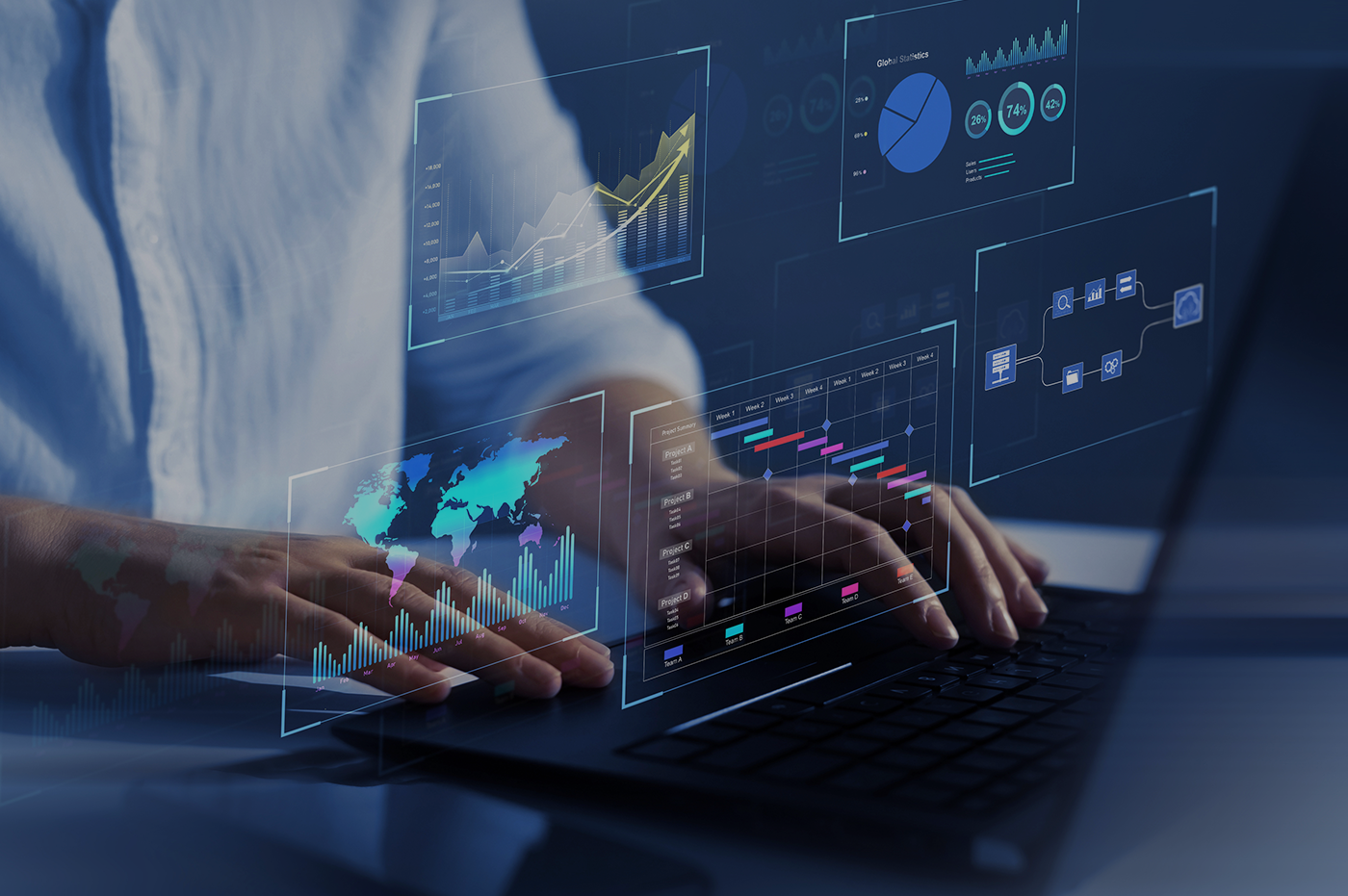 Person typing on a keyboard