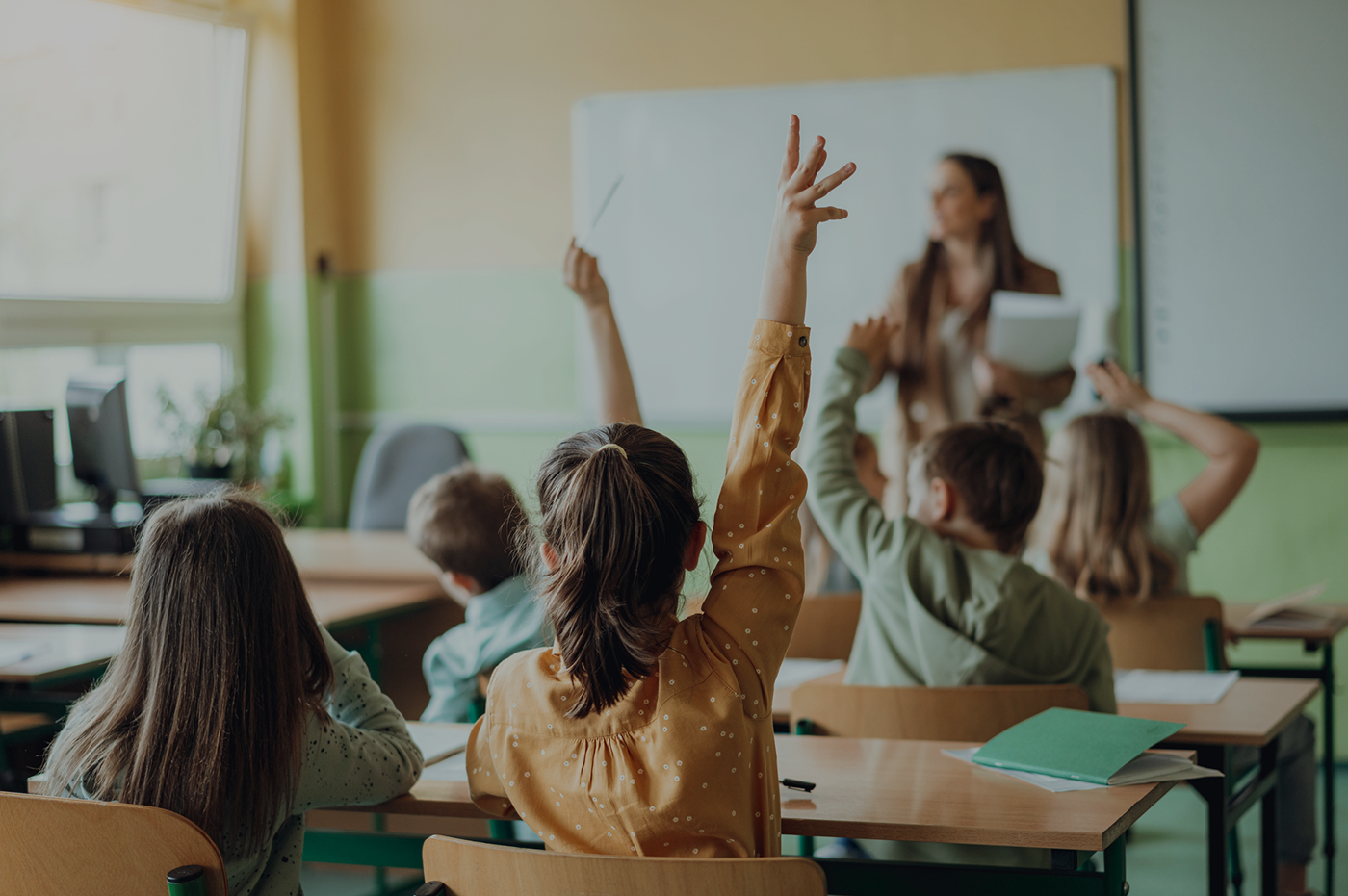 A group of students in a classroom.
