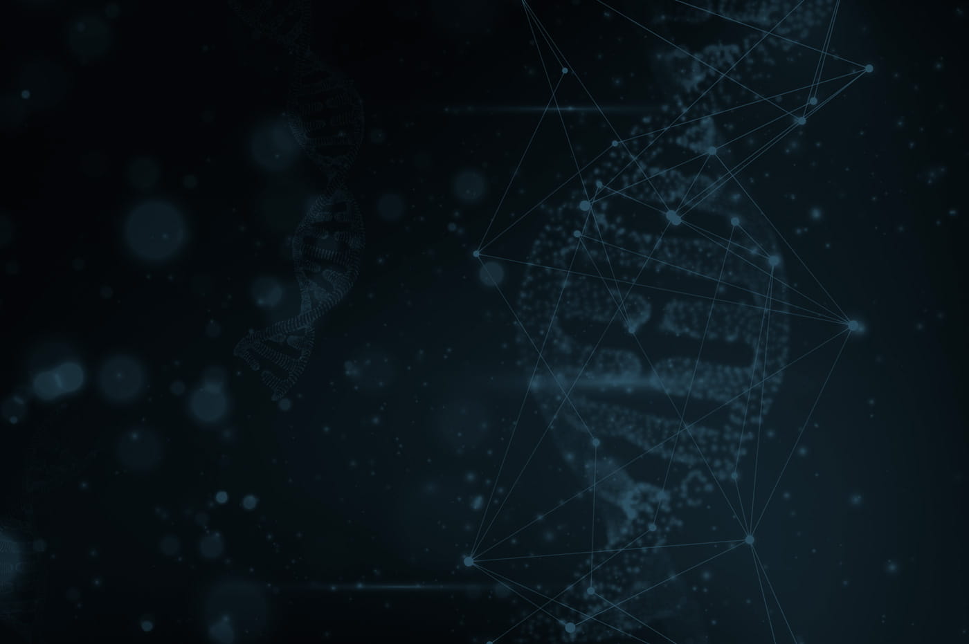 Abstracted image of DNA strands made out of connecting dots of light